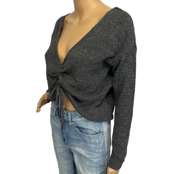 Roxy Rolling Hills Cinched Crop Sweater Gray Size S - Picture 5 of 12